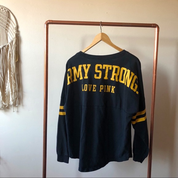 PINK Victoria's Secret Tops - RARE VS PINK | Army Strong black long sleeve top M